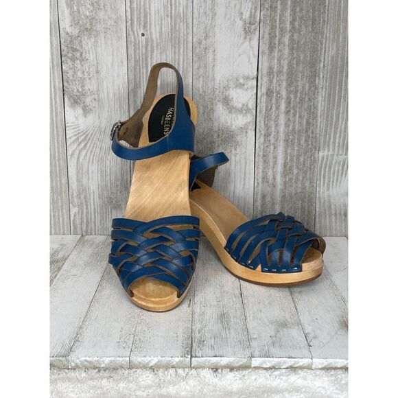 Hasbeen of Sweden Blue Woven Leather Sandals Size 41 WORN ONCE - Picture 2 of 10